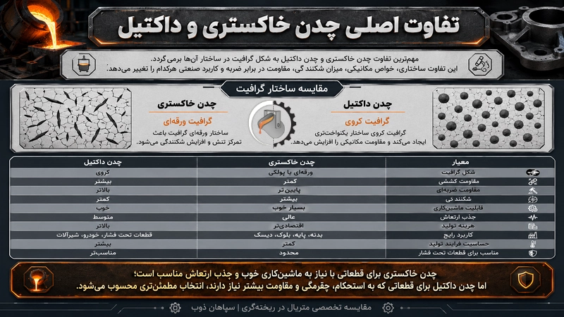 اصلی ترین تفاوت چدن خاکستری و داکتیل