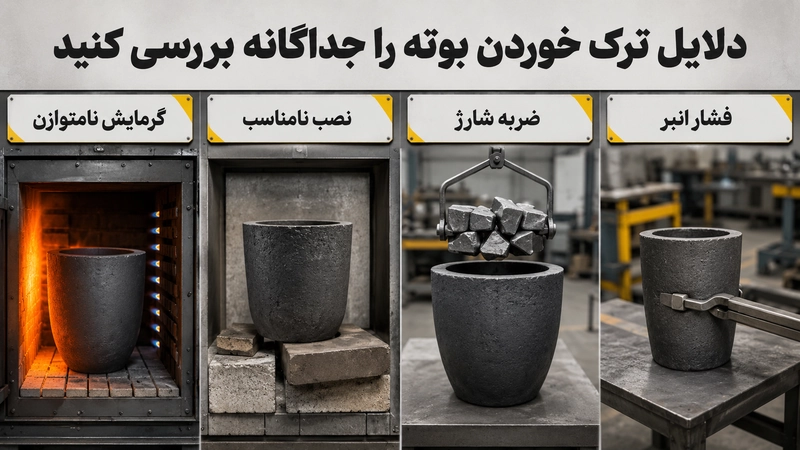 بوته گرافیتی ترک خورد